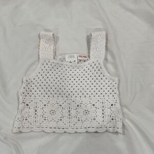 Zara White Crochet Floral Tank